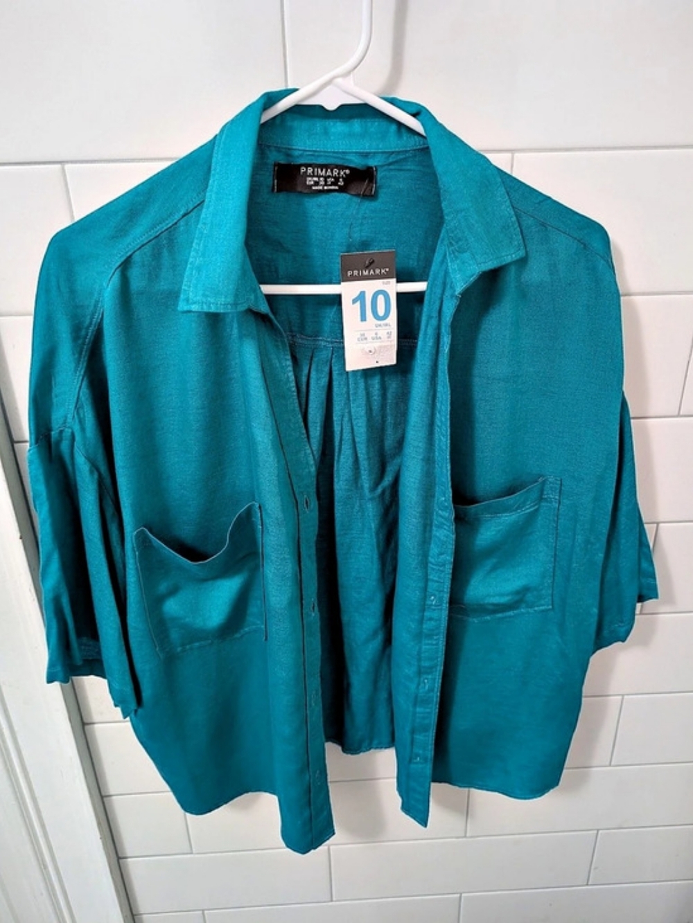 Primark Teal Button Front Shirt Size Medium NWT
